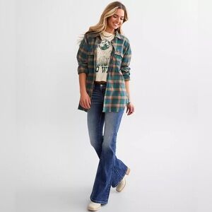 Buckle Blue Flare Jeans for Women